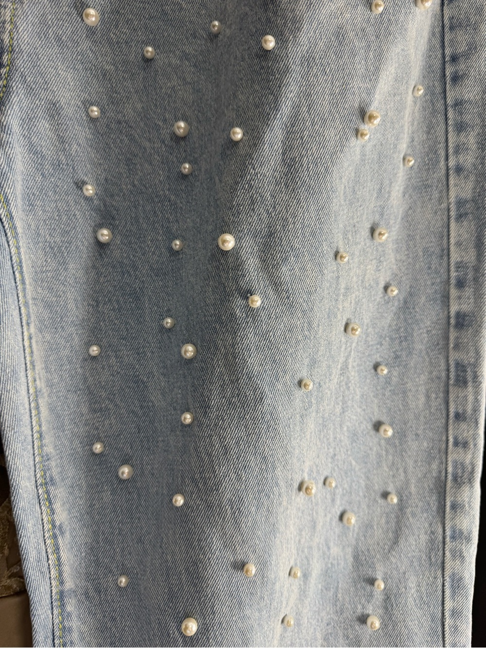 Women’s Light Blue Pearl-Embellished Jeans - Picture 4 of 8